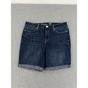 Seven7 Denim Shorts Womens Size 12 Blue Stretch Mid Rise Cuffed Casual
